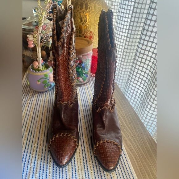 DONALD J PLINER Vintage Western Couture Collection Leather Boots Brown size 7.5 - Picture 14 of 14